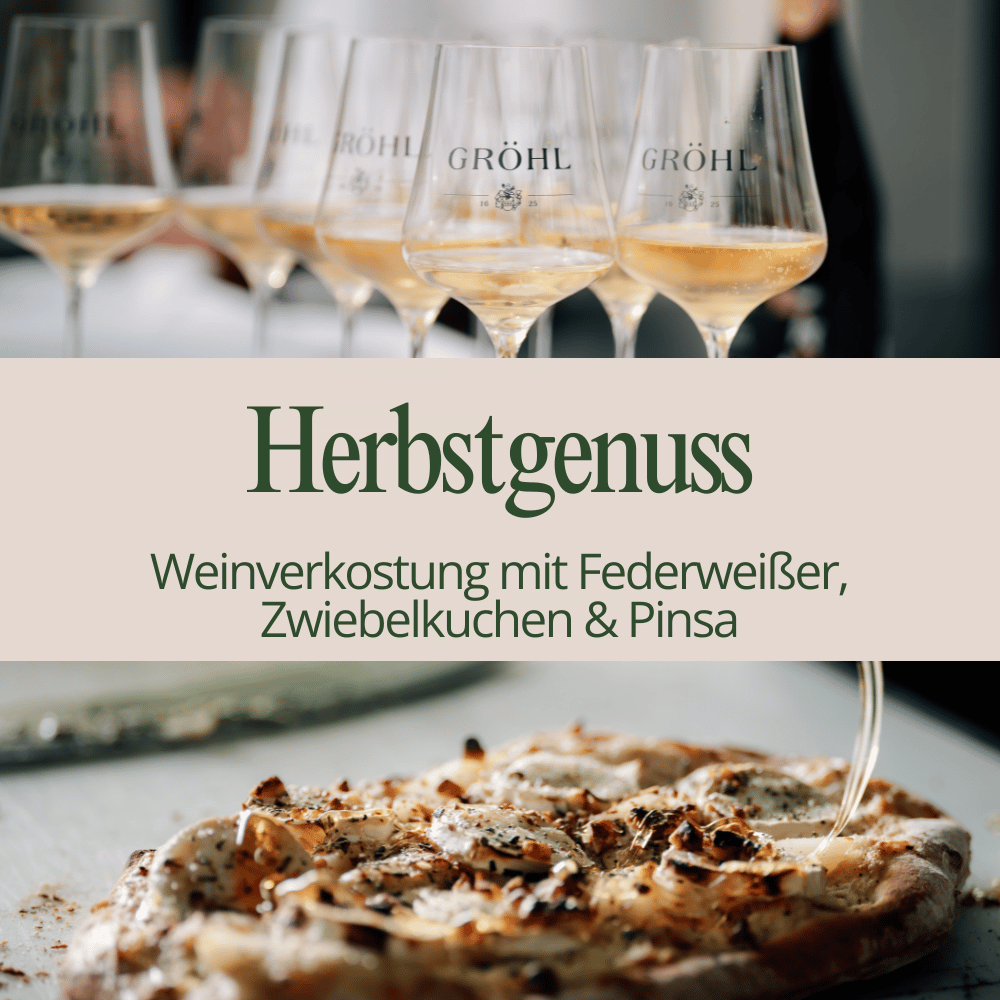 HERBSTGENUSS – Weinverkostung mit Federweißer, Zwiebelkuchen & Pinsa